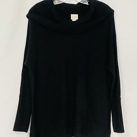 Chico’s Black Heavy Knit Mock Neck Sweater Size 1 - Picture 3 of 9